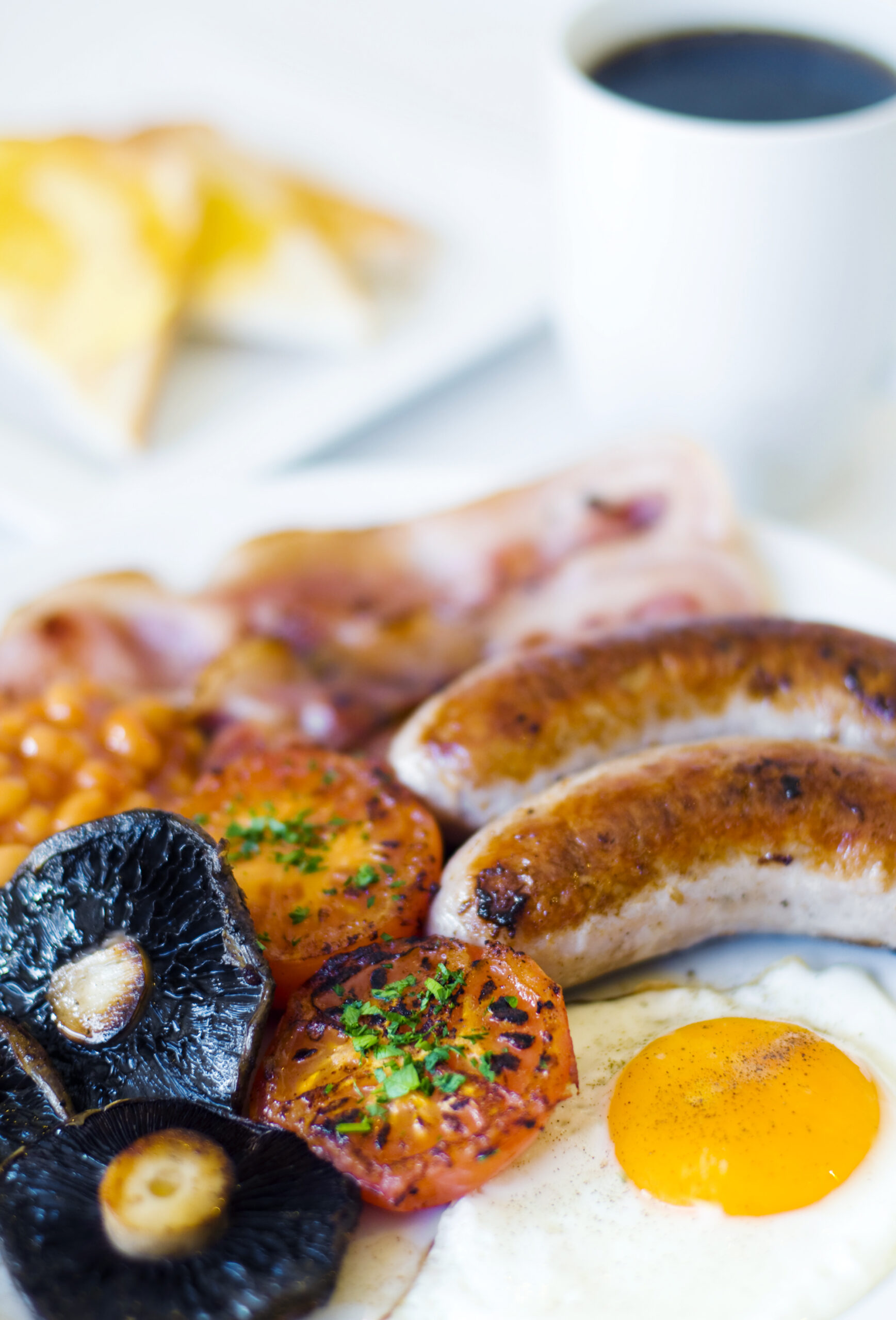 Close-up photo of full english breakfast.